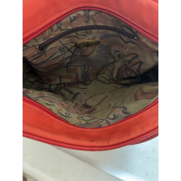 Tres Zeta Abstract Art Red Suede Leather Crossbody Handbag Purse Italy Vintage - Picture 9 of 11